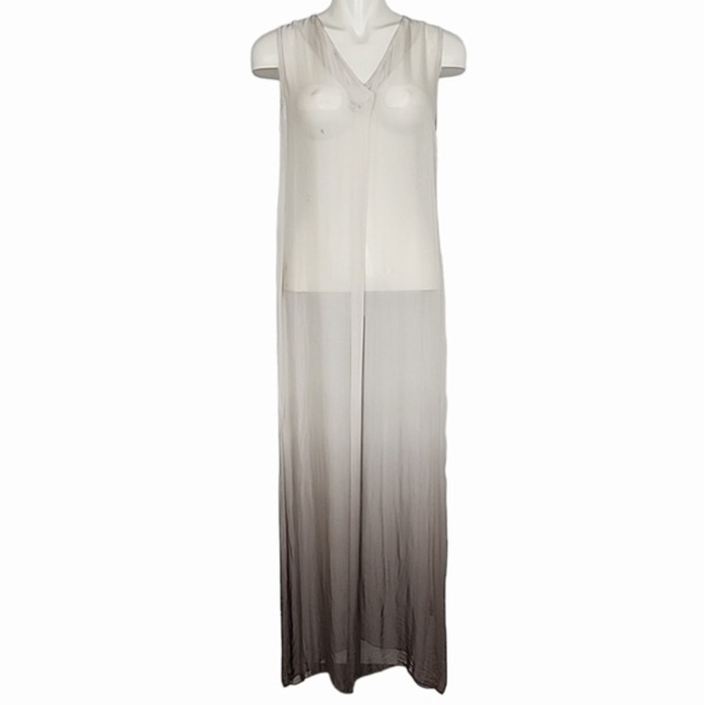NWT Rosemarine Women's Cream Taupe Ombre Silk Blend Maxi Dress Medium